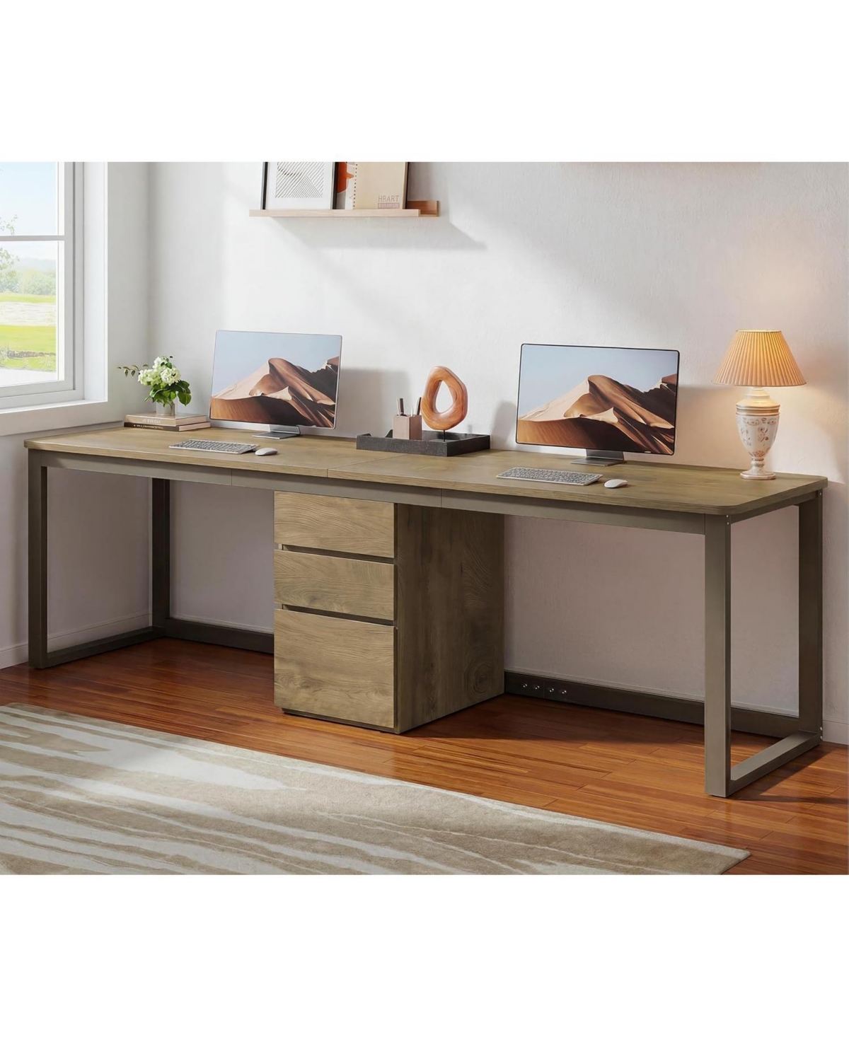 Tribesigns 78.7'' 2 Person Computer Desk,3 Drawers,Double Office Desk
