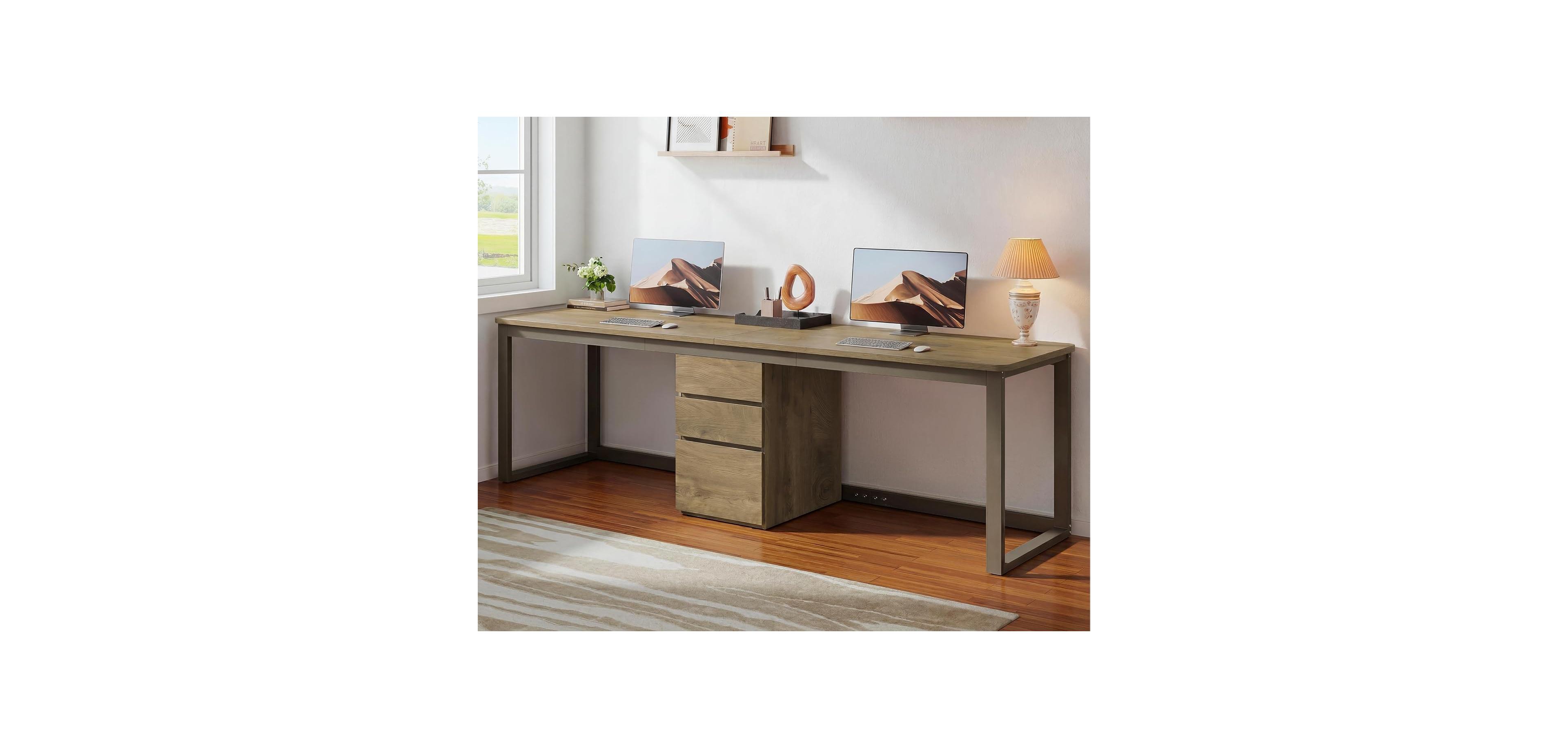 Tribesigns 78.7'' 2 Person Computer Desk,3 Drawers,Double Office Desk