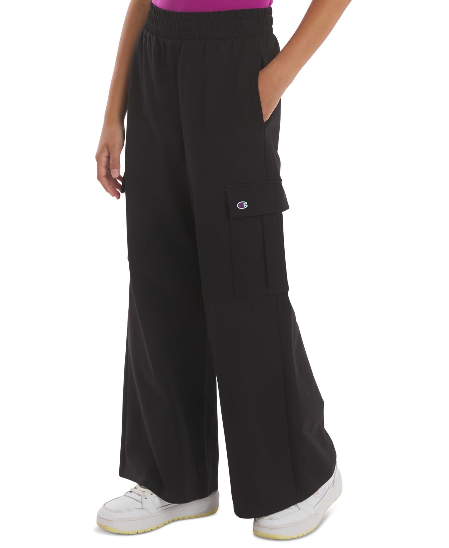 Брюки Champion French Terry Cargo Pants для девочек, цвет: Чёрный оникс — фото 2
