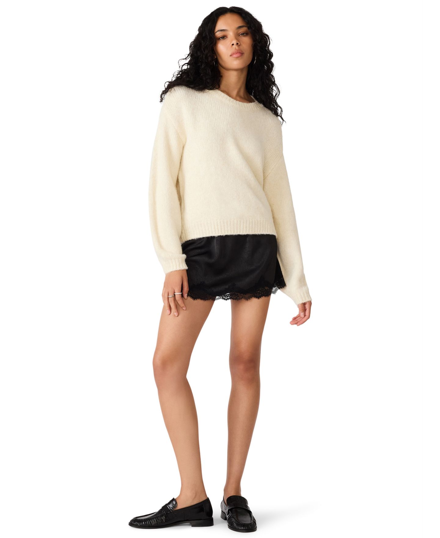 Женский свитер Steve Madden Carmen Crewneck Fuzzy-Knit, цвет: Кремовый — фото 2