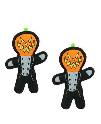 Holiday Pumpkin Man 2 Pack, Halloween Plush Squeaky Dog Toy