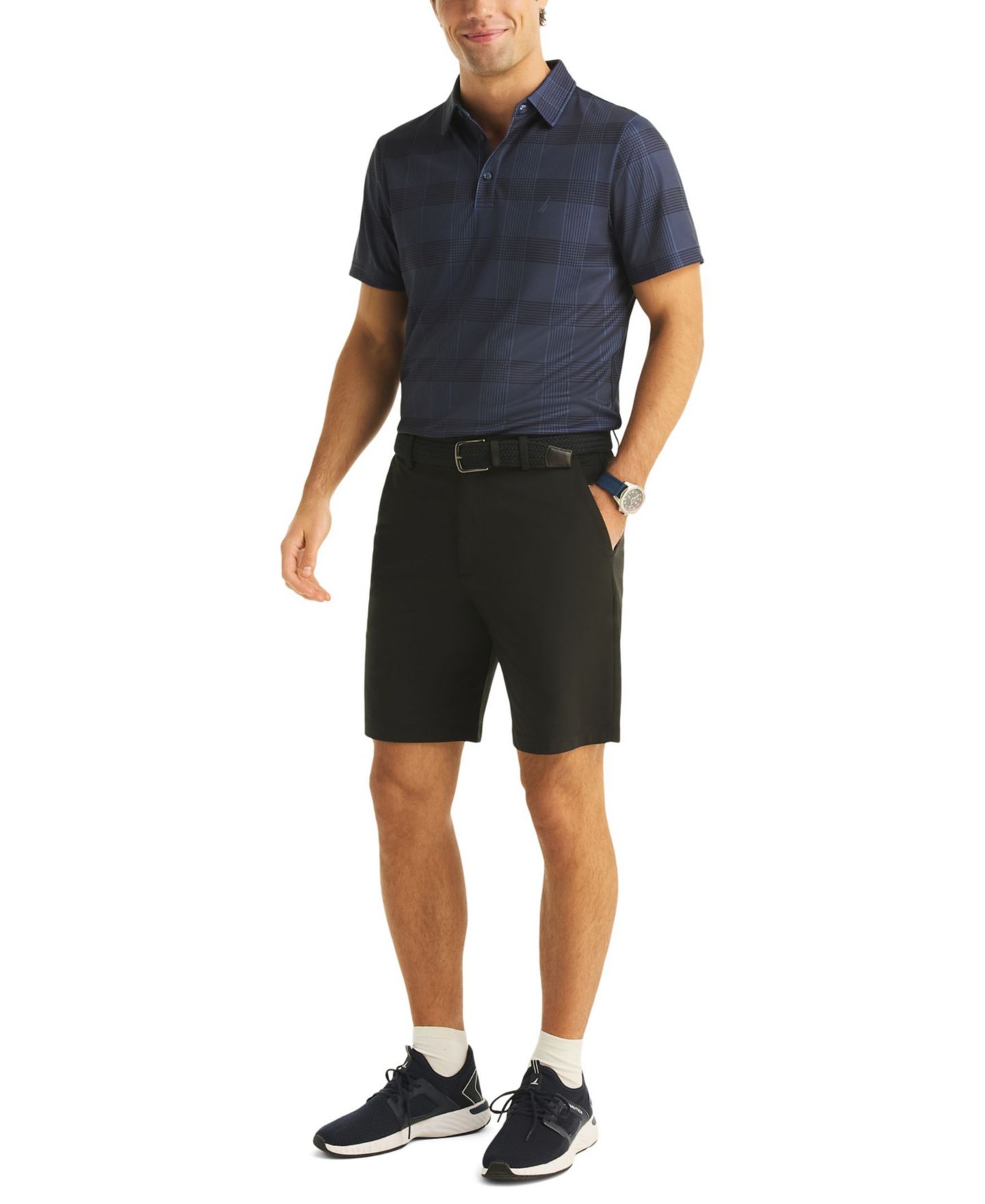 Мужское поло Nautica Plaid Golf Classic-Fit Polo Shirt, цвет: Тёмно-синий — фото 2