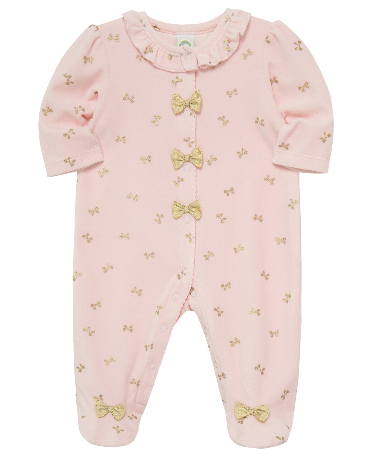 Little Me Baby Girls' Gold Bows Footie Coverall