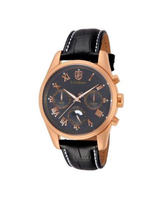 S.Coifman Men's Heritage Chronograph Dial Leather Strap Watch