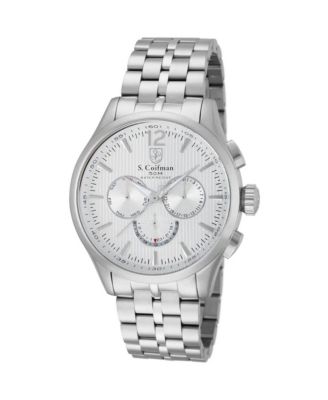 S.Coifman Men's Heritage Chronograph Dial Leather Strap Watch