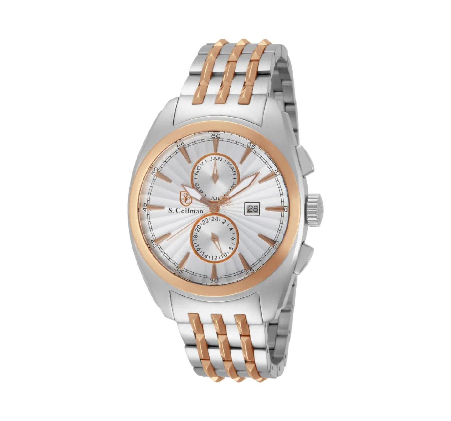 Мужские часы Invicta S.Coifman Heritage Chronograph Silver Dial Stainless Steel Bracelet Watch, цвет: Серебристый / Золотой — фото 1