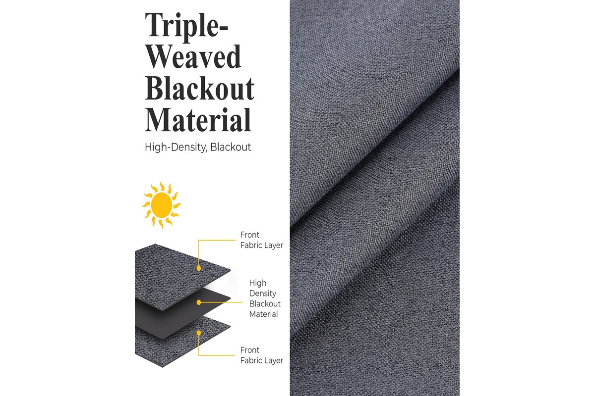 Superior Neal 100% Blackout Solid Machine Washable Curtains, Set of 2 Panels