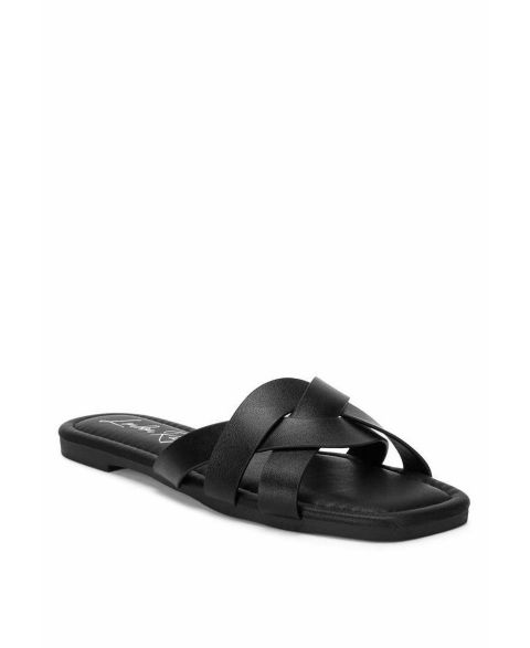 Женские сандалии London Rag Dickery Knotted Straps Detail Slip Ons, цвет: Чёрная искусственная кожа