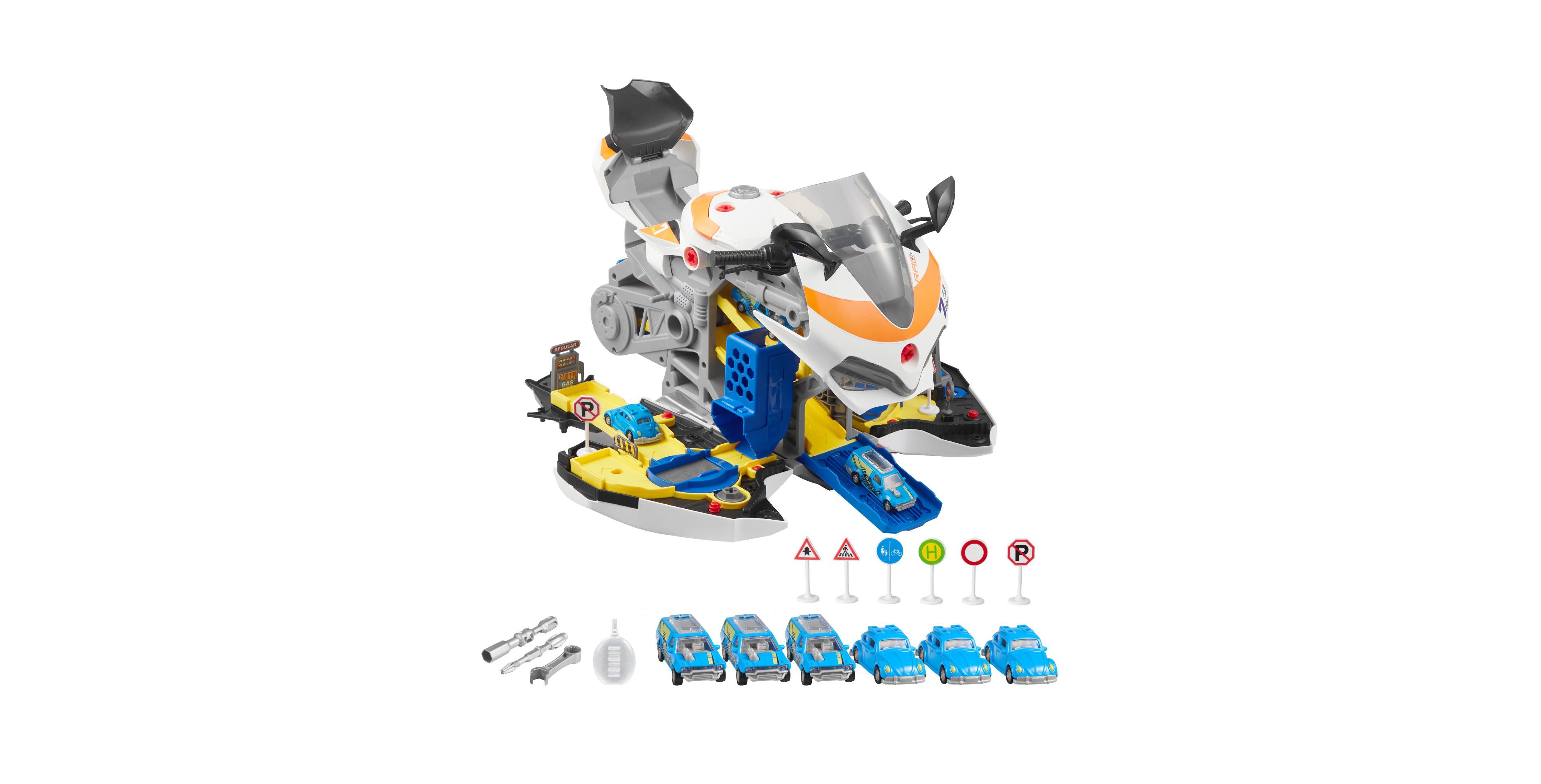 Sugift 25 Piece Motorcycle Mechanic Toy with Removable Parts Lights Sounds for Ages 3 Years and Up