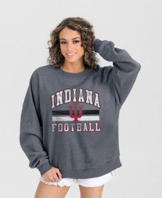 Women's Charcoal Indiana Hoosiers Oversized Good Vibes Premium Fleece Drop Shoulder Pullover Sweatshirt