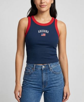 Women's Navy/Red Arizona Wildcats Americana Wordmark Ribbed Tank Top