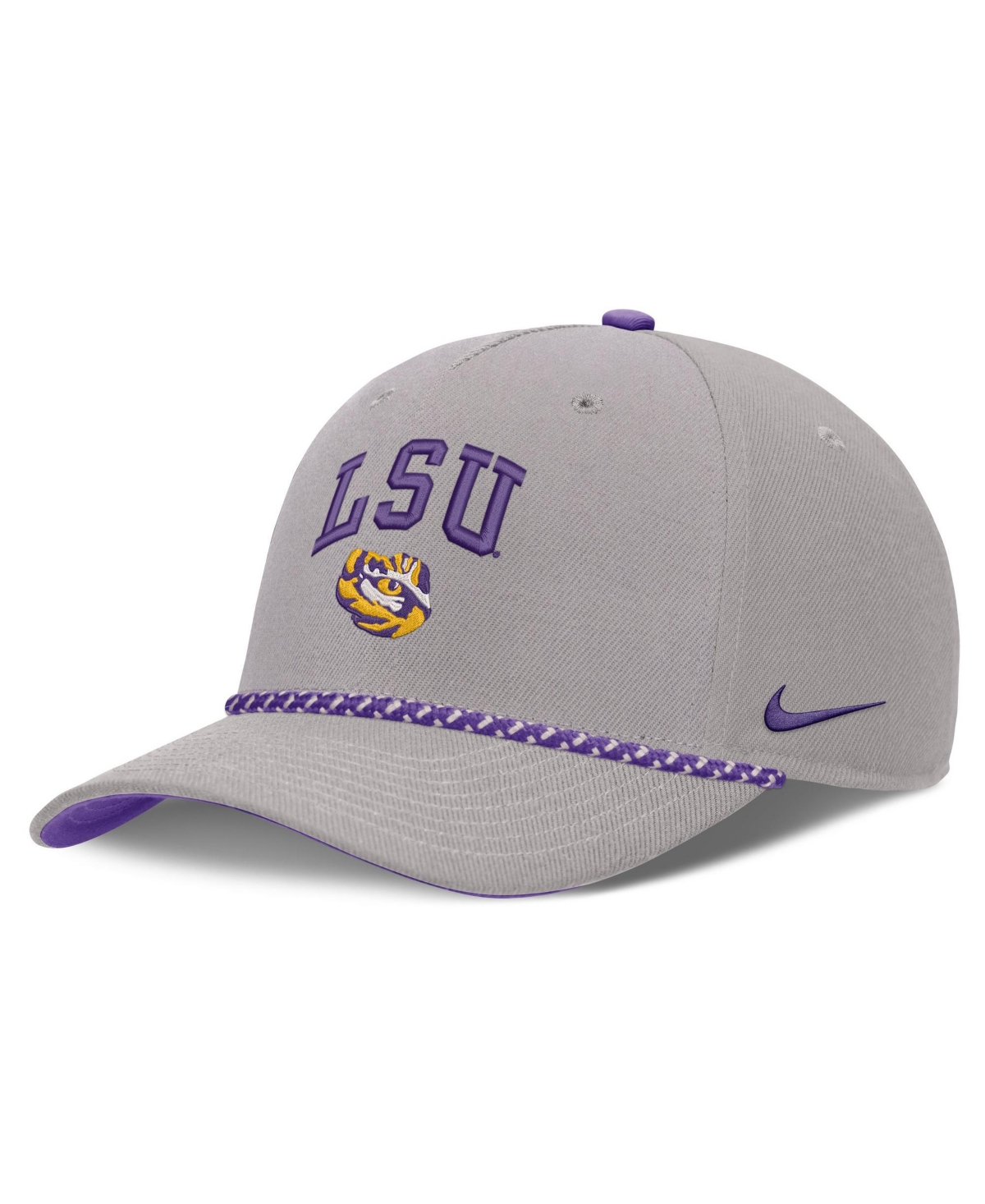 Men's and Women's Nike Gray Lsu Tigers Primetime Rise Rope Adjustable Hat - Gray, Purple
