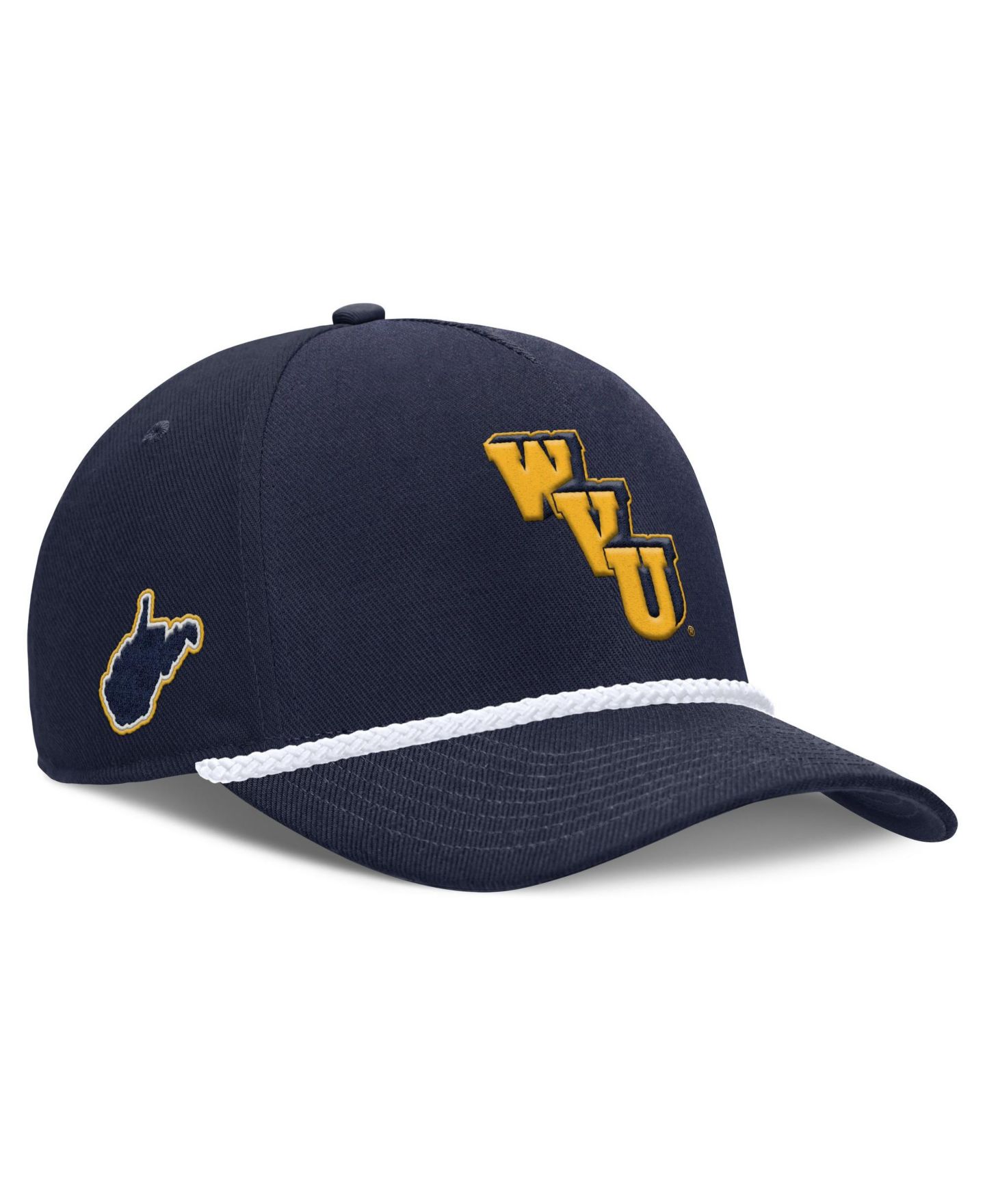 Головной убор Nike Navy West Virginia Mountaineers 2026 Basketball Refresh 5-Panel Rope Rise Hat — фото 1