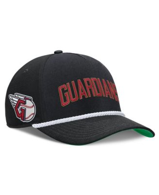 Men's Black Cleveland Guardians Cooperstown Collection Rise Adjustable Hat