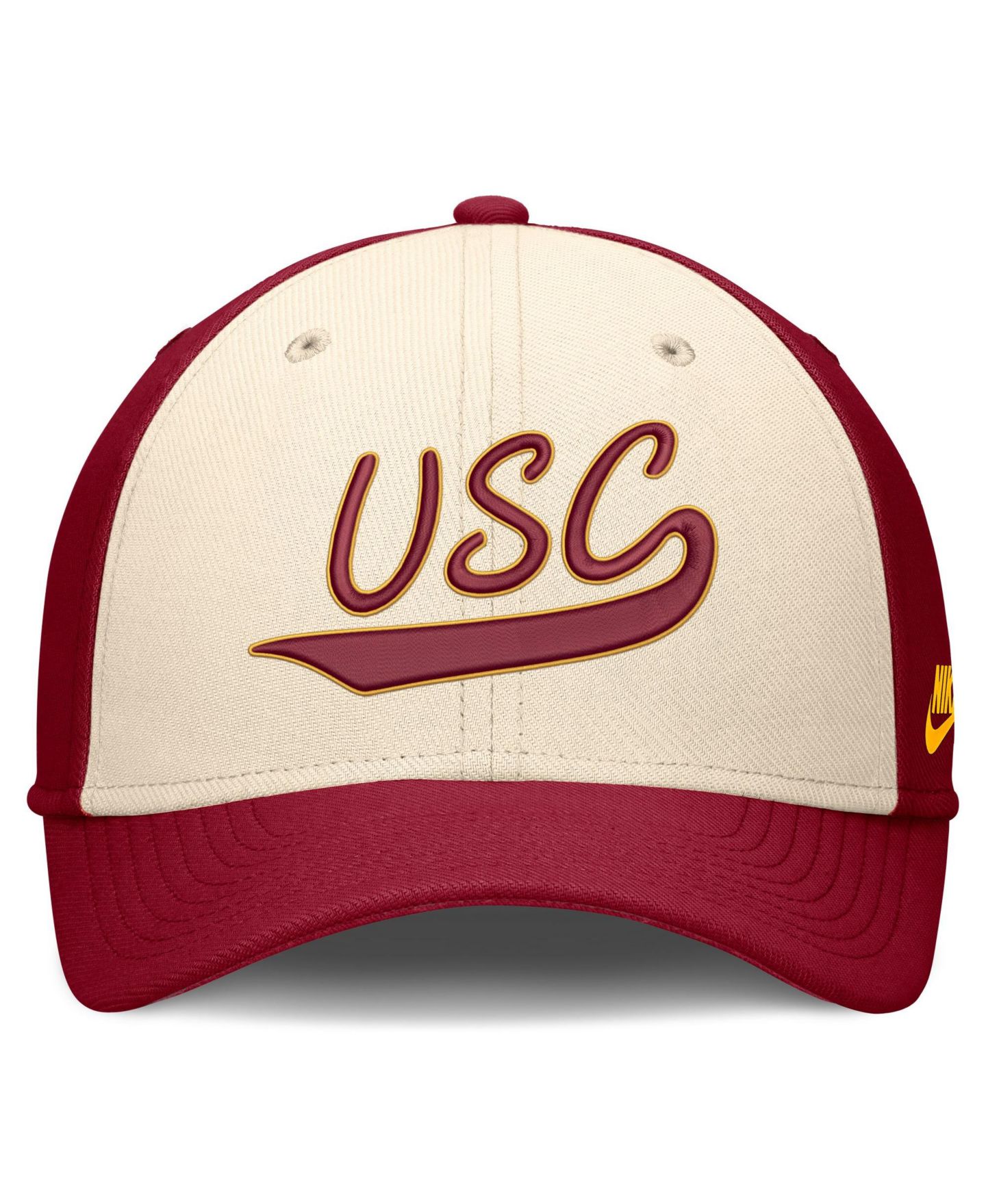 Мужской головной убор Nike Natural/Crimson USC Trojans Legacy Swooshflex Dri-FIT Hat — фото 2