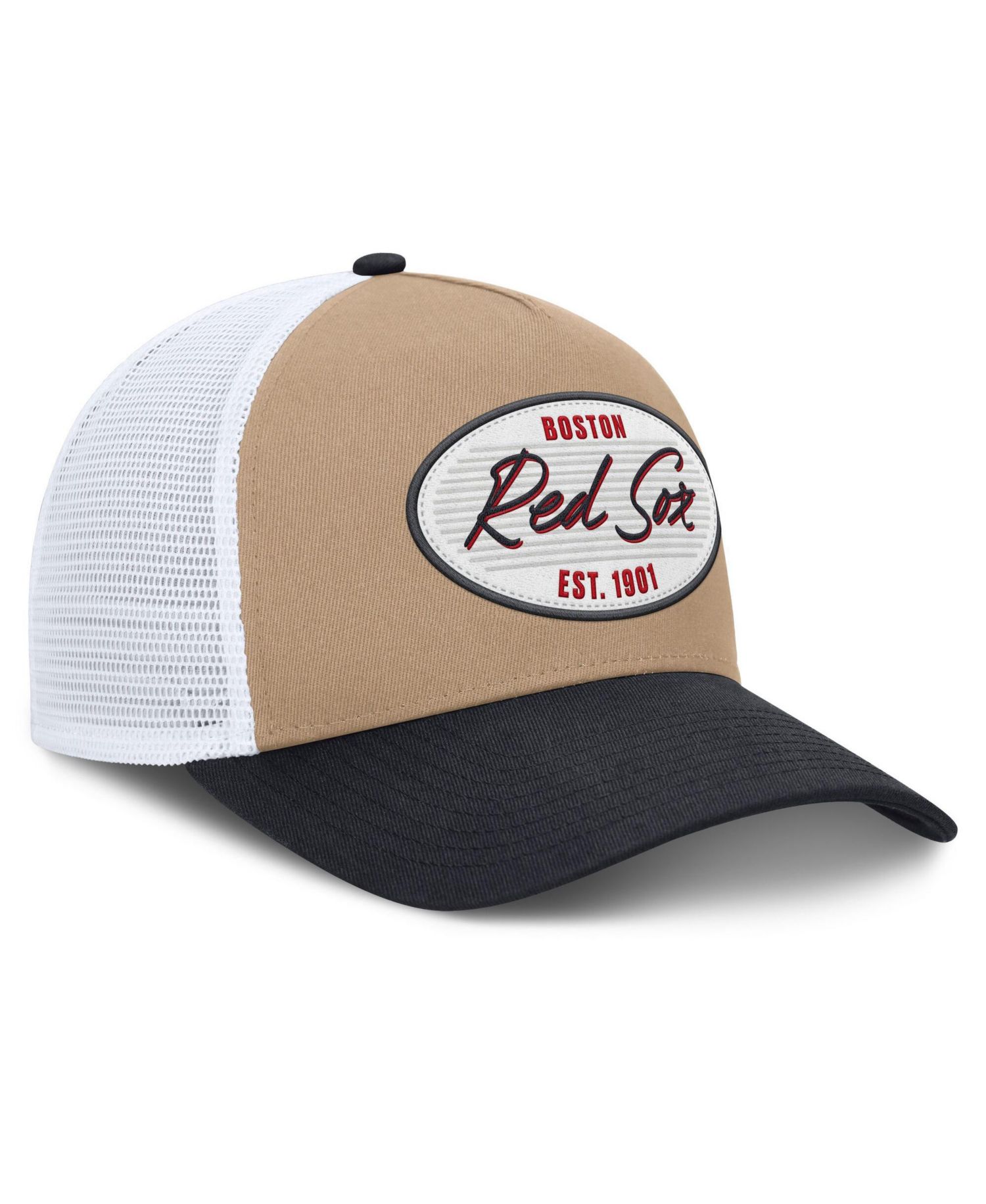 Men's Khaki/Navy Boston Red Sox Rise A-Frame Trucker Adjustable Hat