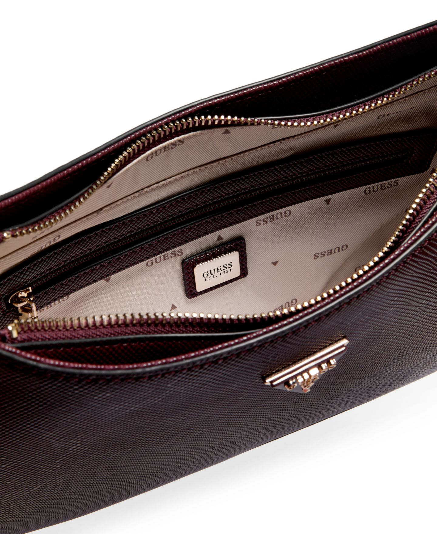 Женская сумка GUESS Noelle Ii Small Magnetic Snap Shoulder Handbag, цвет: Бордовый — фото 3