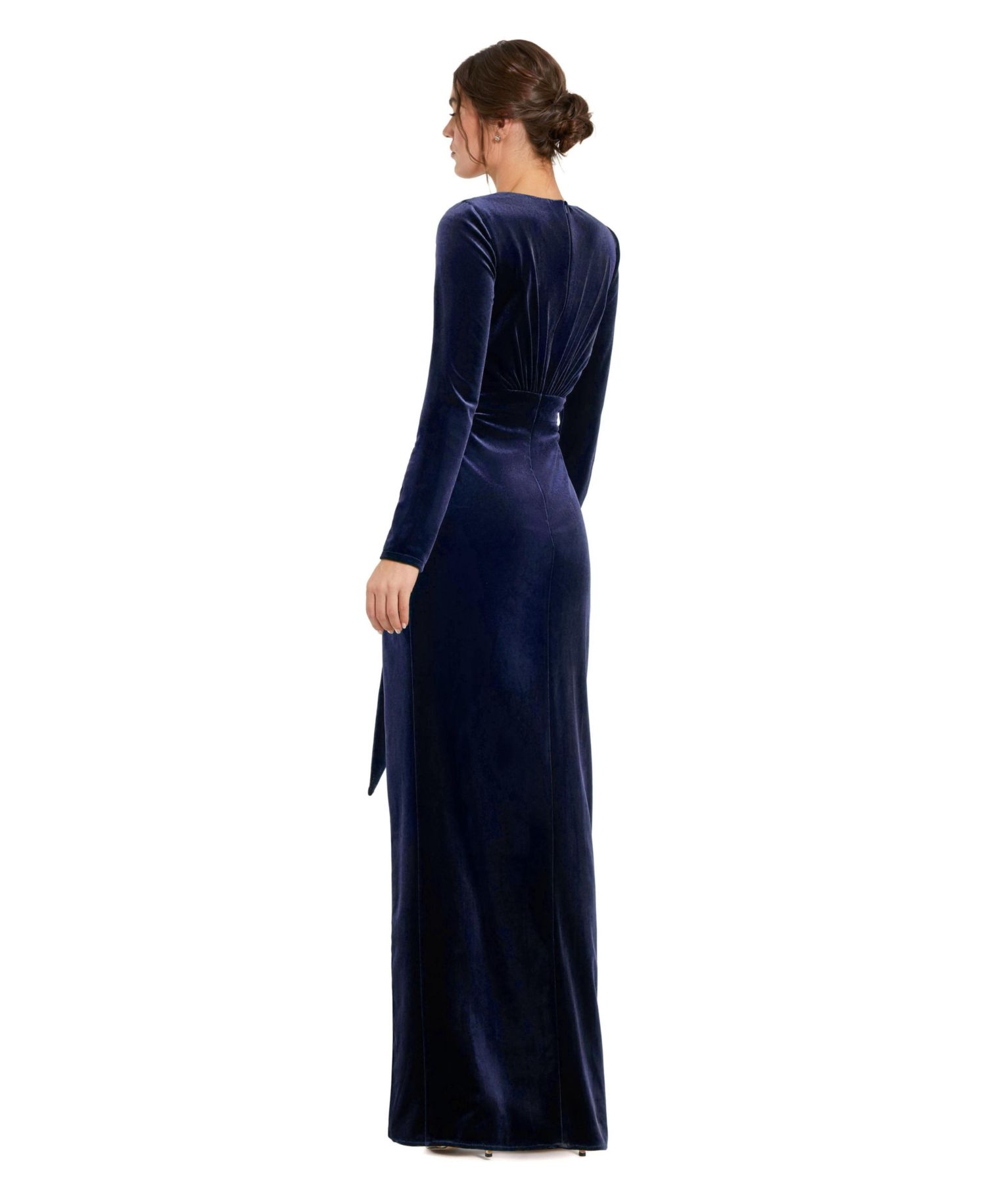 Women's Velvet Long-Sleeve V-Neck Gown