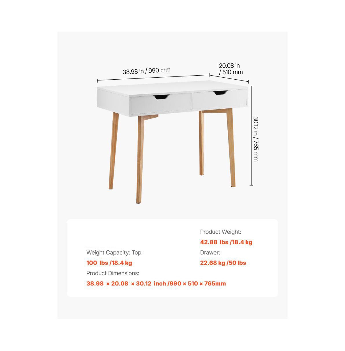 Slickblue Wooden Kids Desk with Drawer for Study and Writing Activities