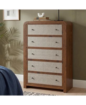 5 Tall Drawer Dresser for Bedroom, Modern Chest of Drawers, Linen Drawer Fronts, Anti-Tip Kit, Sturdy Storage Organizer for Living Room, Entryway