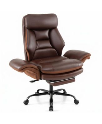 Big and Tall Ergonomic Office Chair with Faux Leather and Footrest