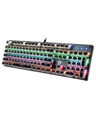 Typewriter Style Wired Mechanical Blue Switches Gaming Keyboard