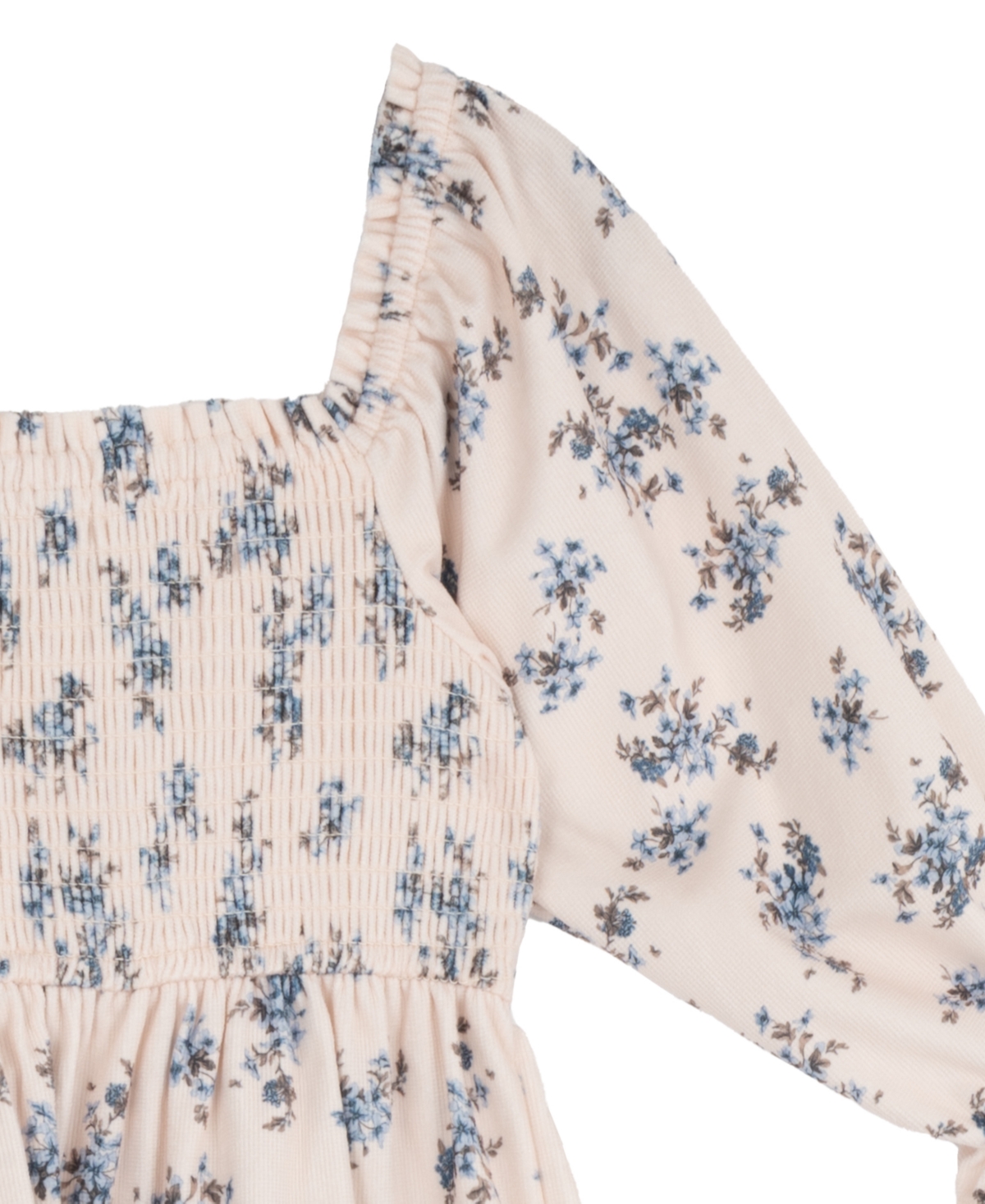 Rare Editions Girls' 4T-6X Floral Print Hand-Smocked Corduroy Dress
