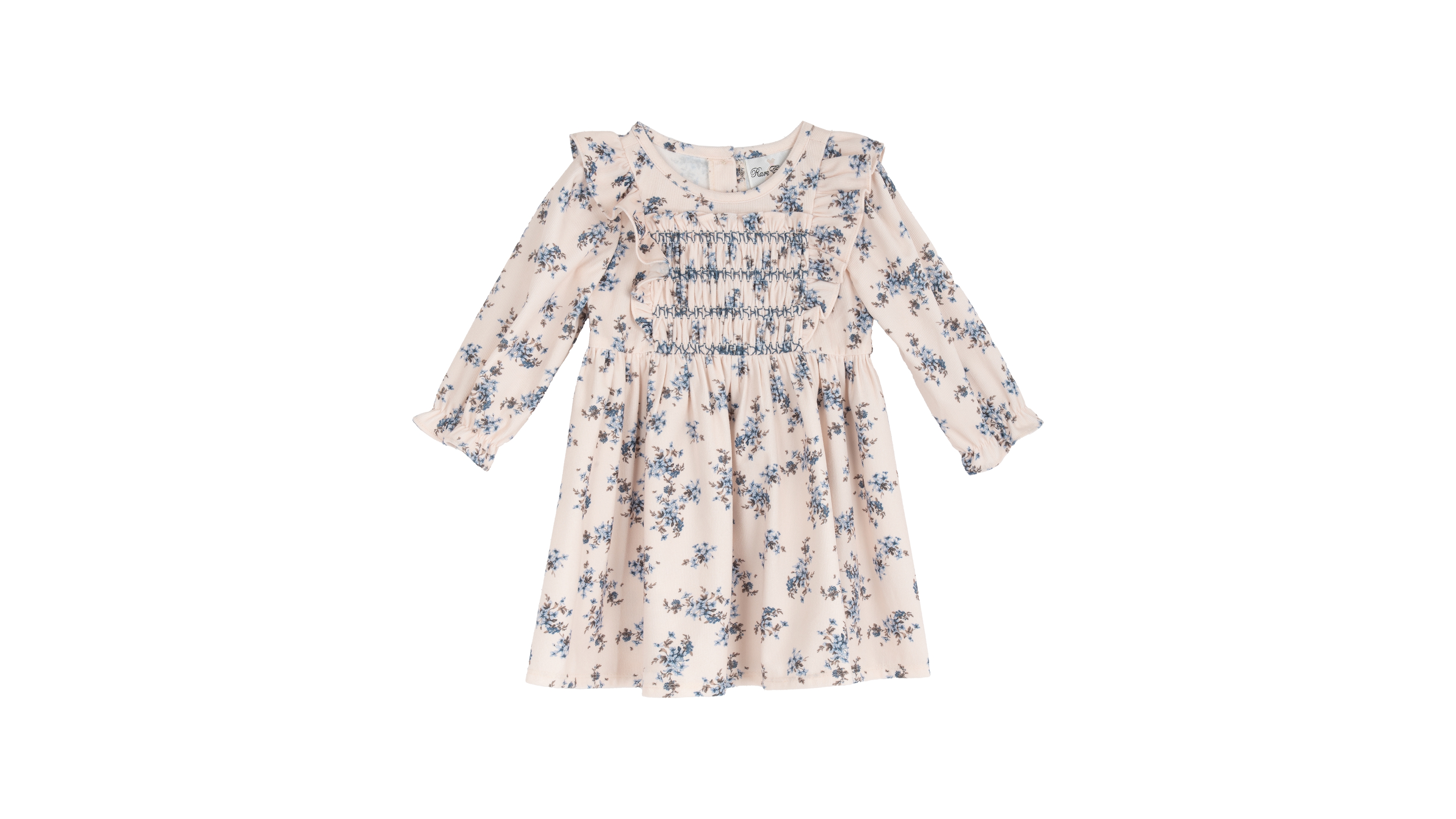 Rare Editions Toddler Girls' 2T-4T Floral Print Hand-Smocked Corduroy Dress
