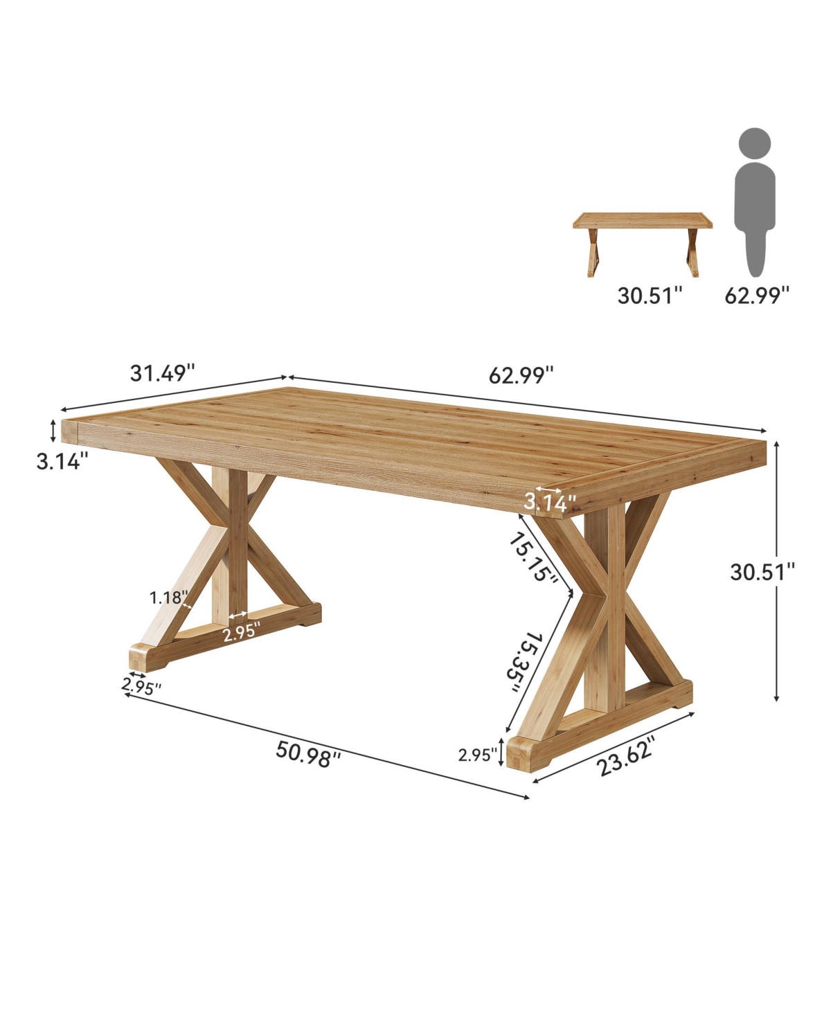 Tribesigns Solid Wood Executive Desk,63-Inch Home Office Computer Desk