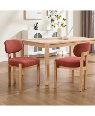 Wooden Dining Chairs Set of 2, Modern Fabric Upholstered Kitchen Chairs, Farmhouse Style Dining Chairs