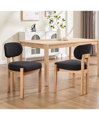 Wooden Dining Chairs Set of 2, Modern Fabric Upholstered Kitchen Chairs, Farmhouse Style Dining Chairs