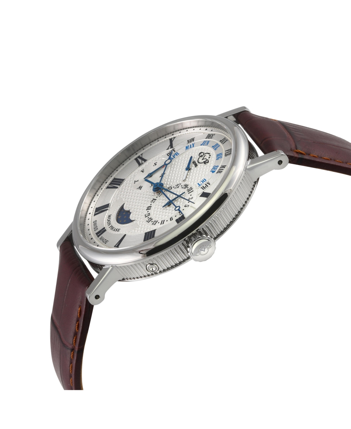 GV2 by Gevril Men's Maestro Swiss Quartz Leather Strap Watch