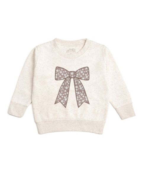 Толстовка Sweet Wink Mocha Floral Bow Patch для девочек, цвет: Натуральный меланжевый