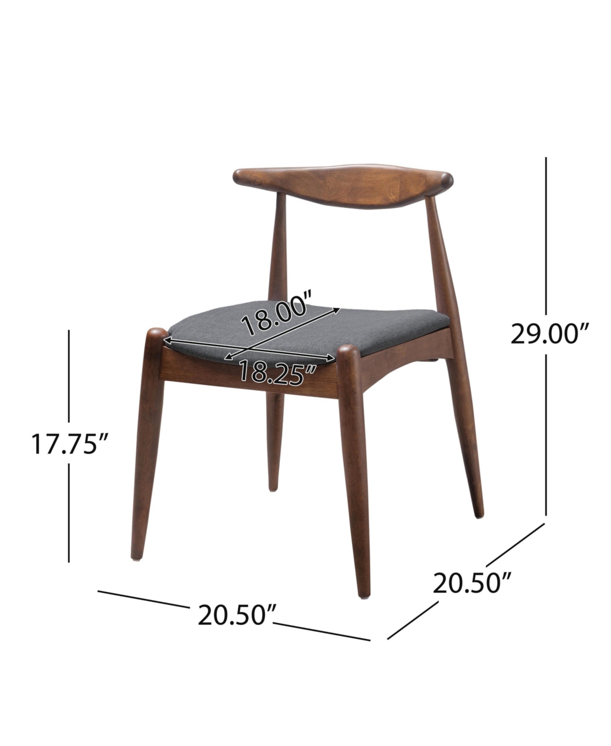 Flynama Set of 2 Rubberwood Dining Chairs, Ergonomic Arched Back Tsca Foam 300lbs Capacity