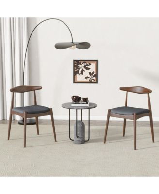 Set of 2 Rubberwood Dining Chairs, Ergonomic Arched Back TSCA Foam 300lbs Capacity