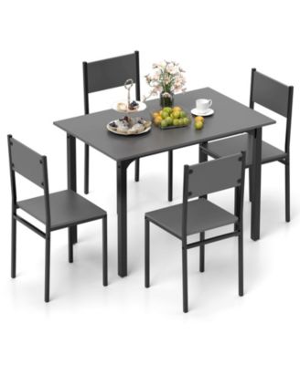 5-Piece Industrial Dining Table Set with 4 Chairs for Kitchen
