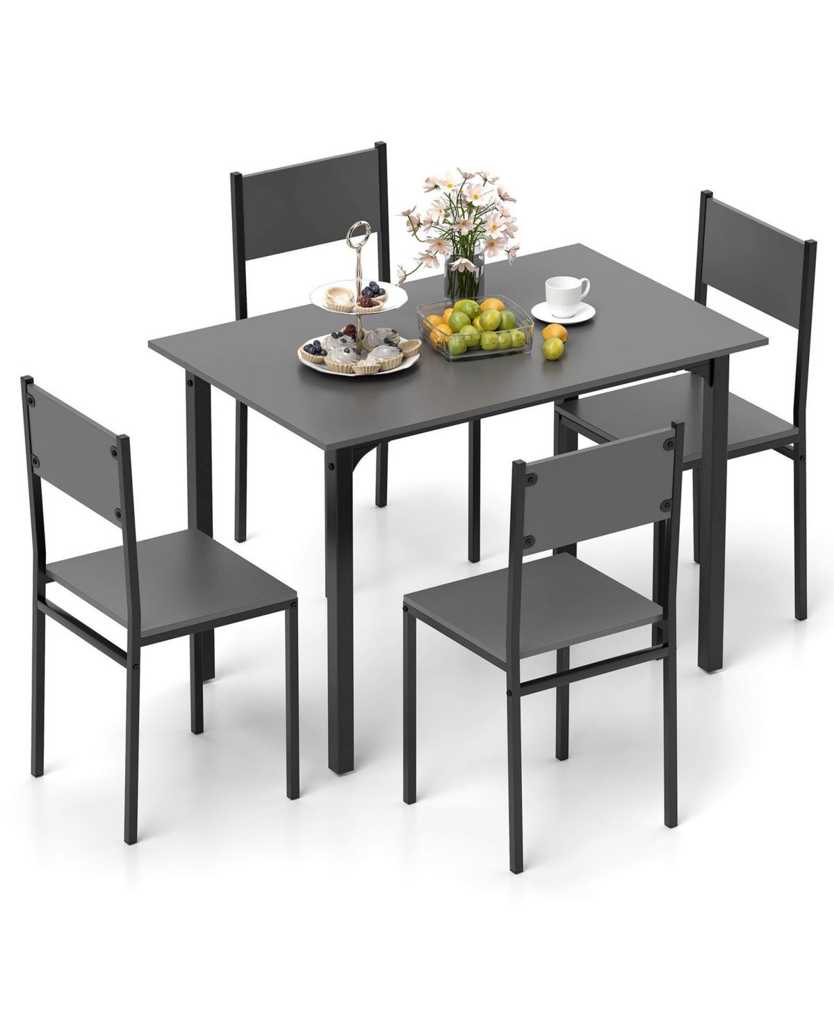 Mecale 5-Piece Industrial Dining Table Set with 4 Chairs for Kitchen