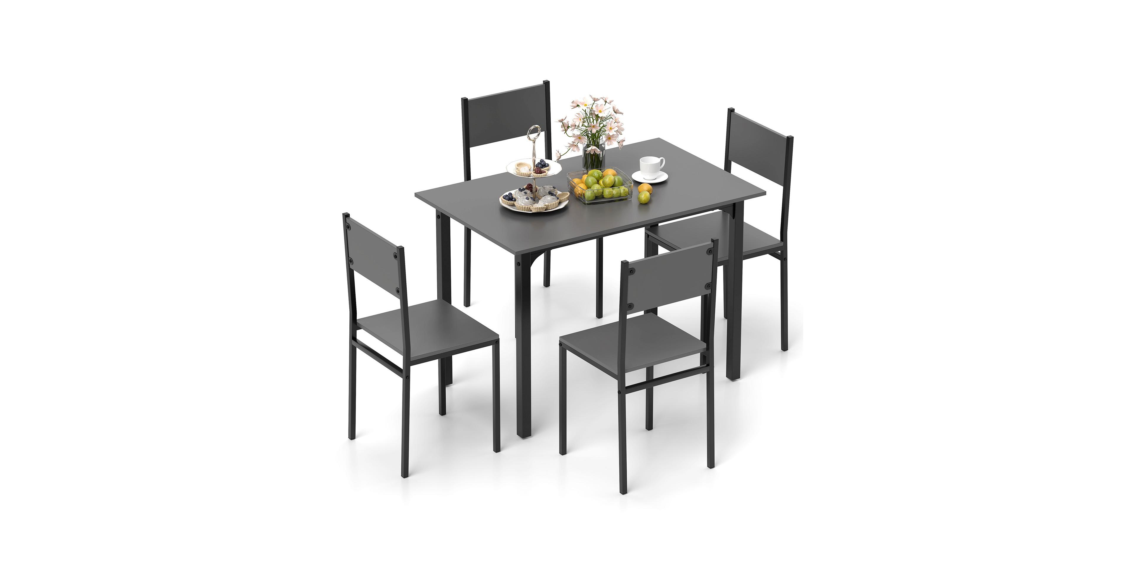 Mecale 5-Piece Industrial Dining Table Set with 4 Chairs for Kitchen