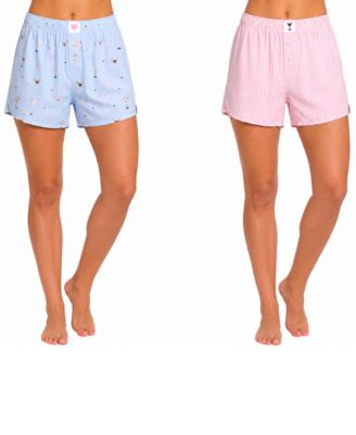 Women's Rayon Woven Poplin Pajama Shorts, 2-Pack