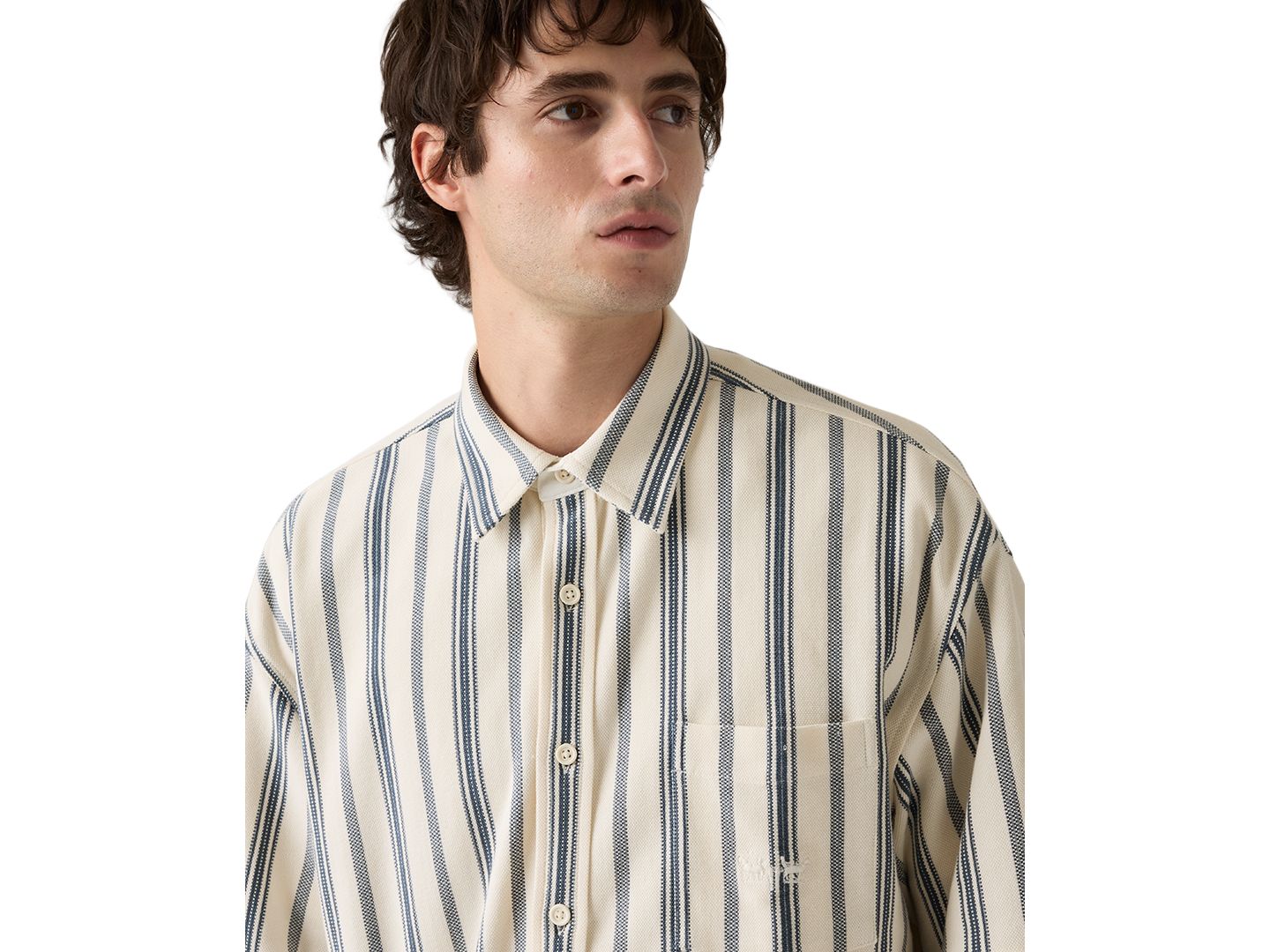 Мужская рубашка Levi's Dawson Pique Stripe, цвет: Слоновая кость — фото 3