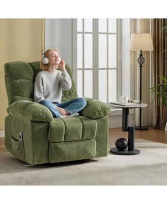 360degree(s) Swivel Recliner Chair for Living Room and Nursery - Upholstered Fabric, Q235 Steel Frame, Manual Recliner,300 lbs Capacity