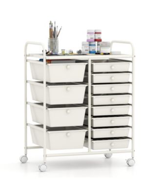 12-Drawer Utility Rolling Cart with Punched Top Tray