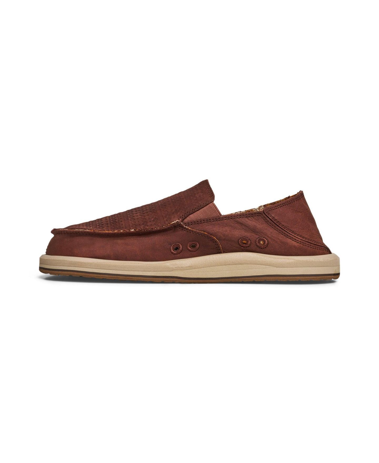 Мужские туфли Sanuk Donny Novelty Leather - Men Loafers, цвет: Clove — фото 2