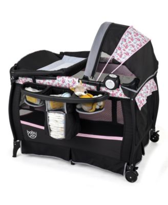 Baby Bassinet Bedside Crib with Changing Table Mattress Detachable Canopy Basket