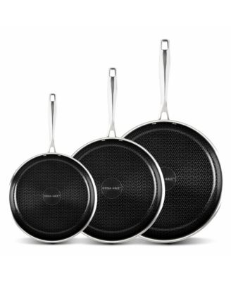 CERAMAX 3-Piece Tri-Ply Micro Textured Ceramic Etched Design Nonstick Skillet Set