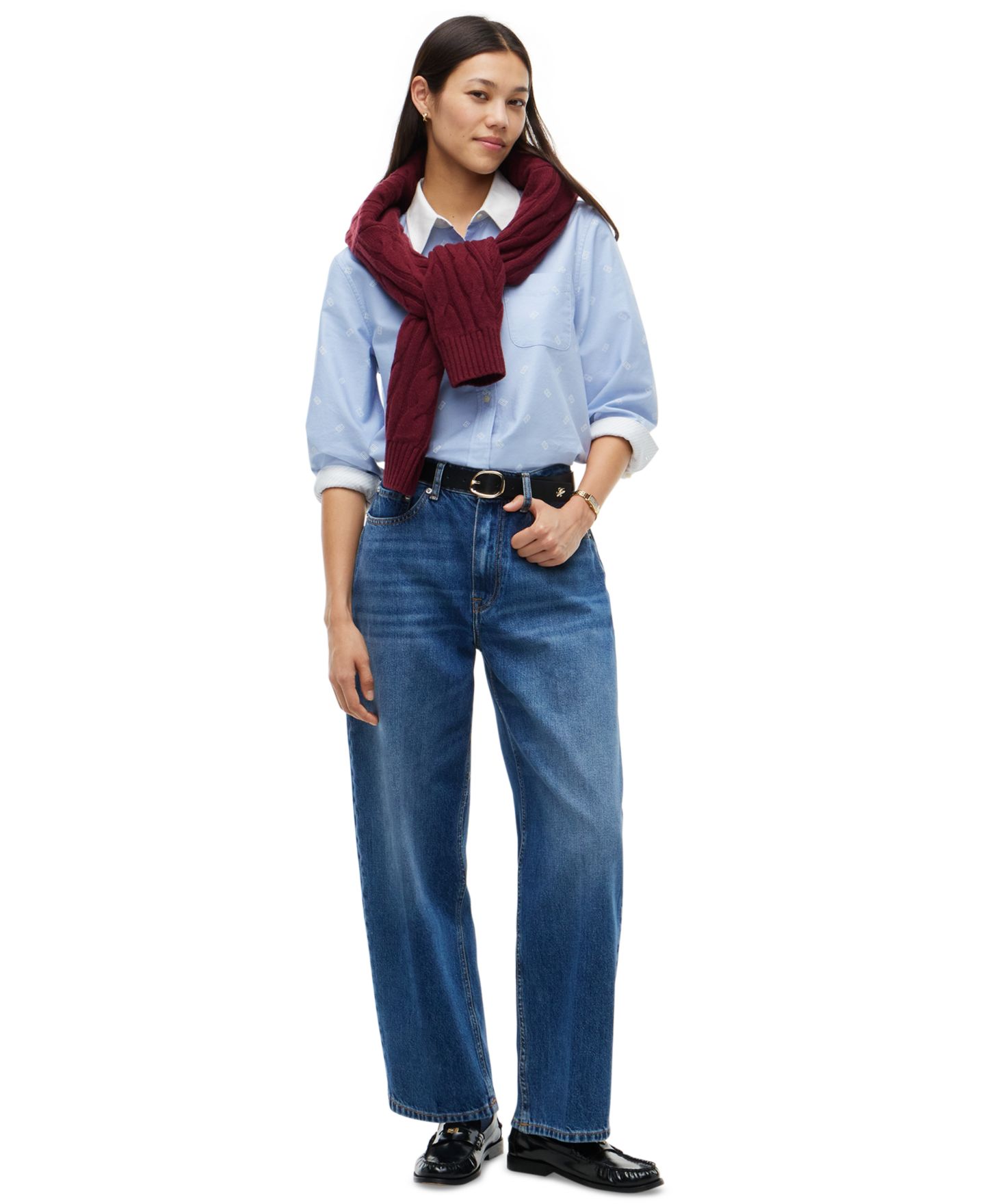 Женские джинсы Tommy Hilfiger Barrel High-Waisted 100% Cotton, цвет: Средняя варка — фото 2