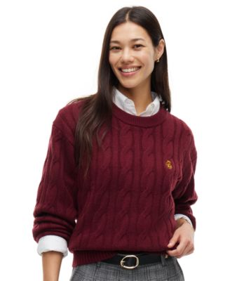 Women's American Icons 100% Wool Cable-Knit Crewneck Sweater