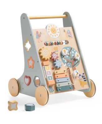 Wooden Baby Walker, with Wheels, Montessori Push Toys for Babies Learning to Walk, Baby Walkers Activity Center for Boys and Girls