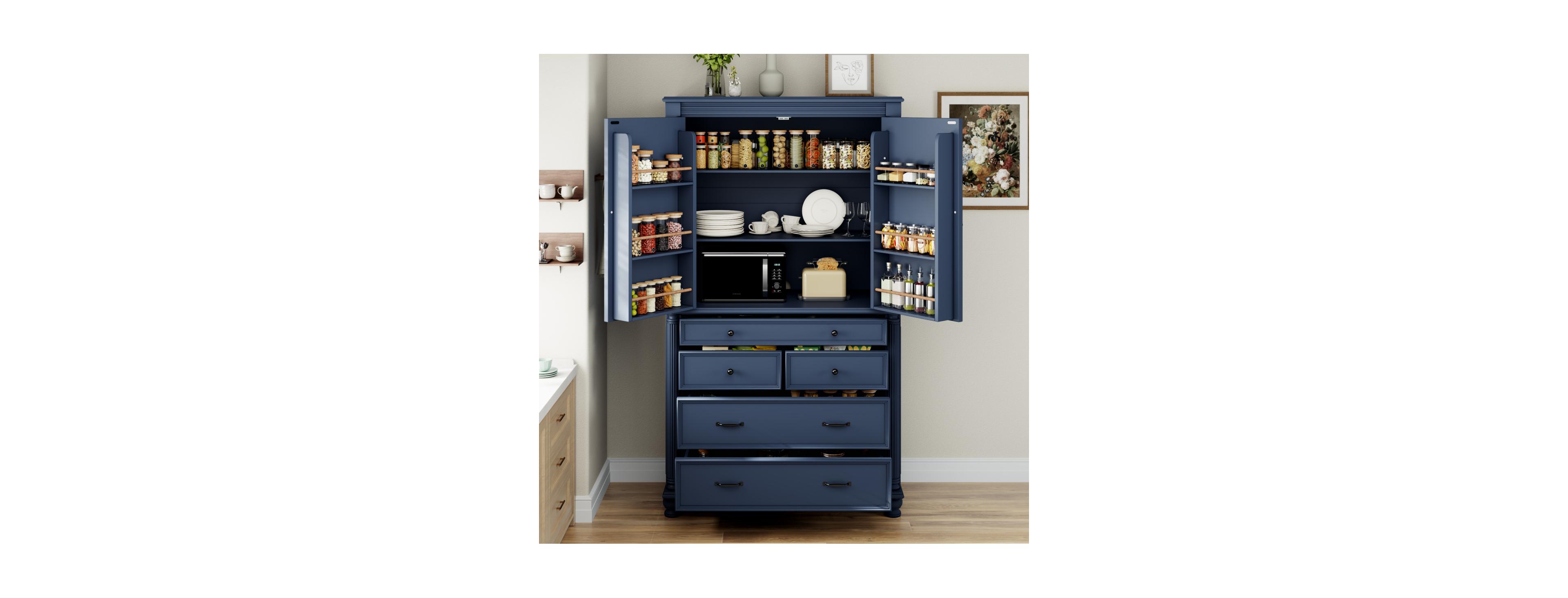 Streamdale Furniture Freestanding Large Kitchen Pantry Tall Storage Cabinet