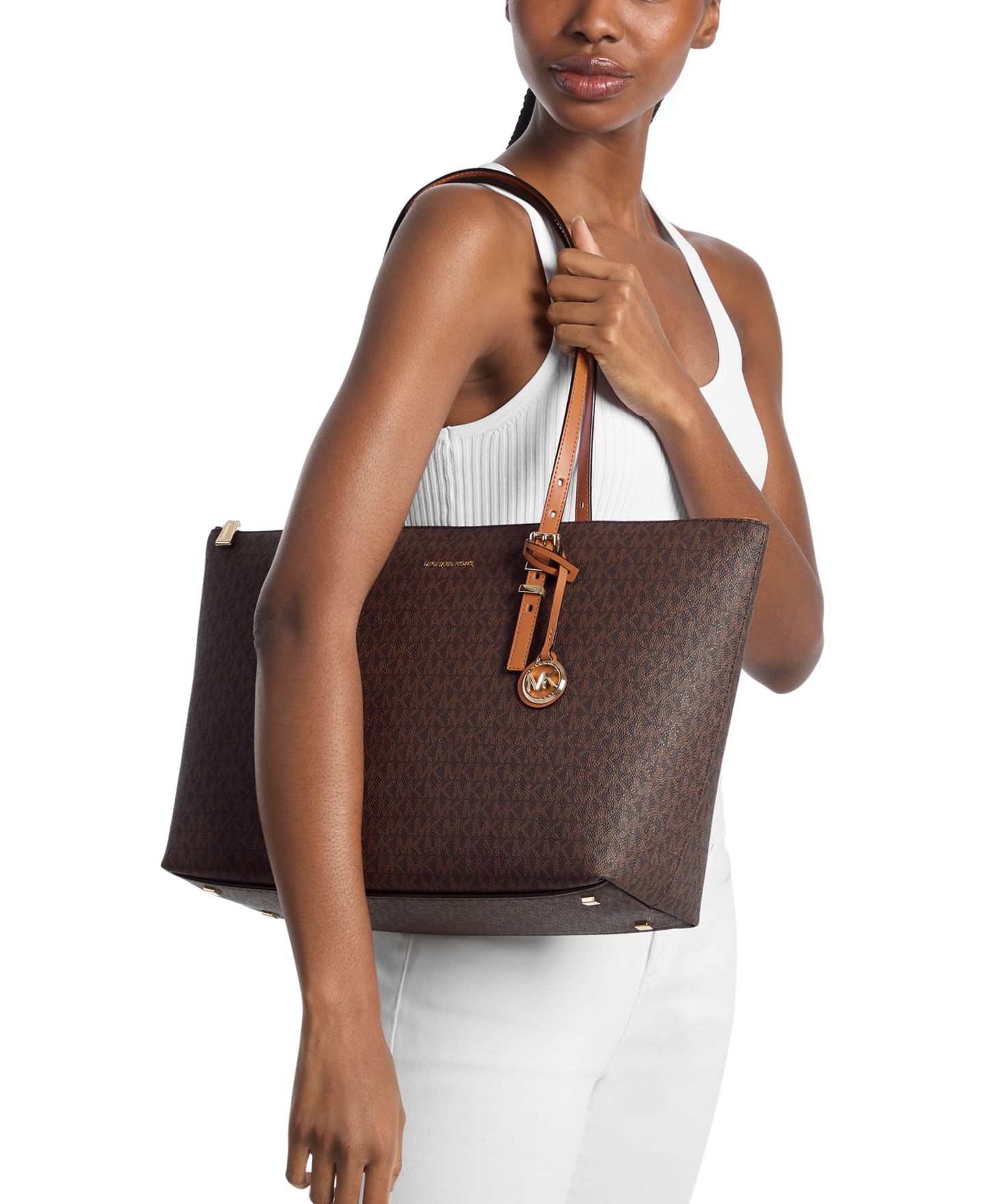 Женская сумка Michael Kors Quinn Large East West Multi-Function Zip-Top Tote Handag, цвет: Коричневый — фото 5